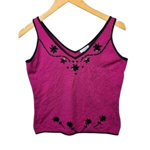 CONRAD C COLLECTION   Pink Embroidered Tank Top